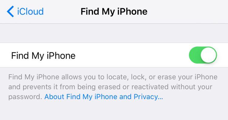 add device to find my iphone app