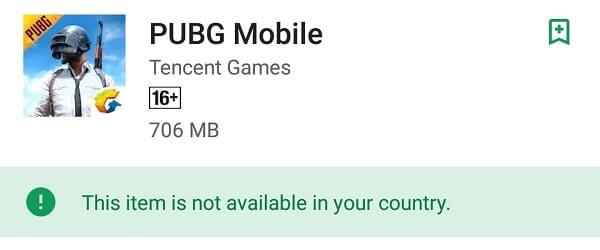 PUBG Play Store Not Available