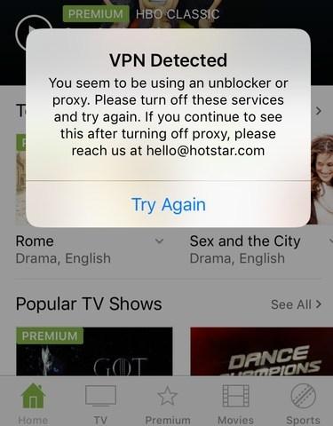 Hotstar VPN error