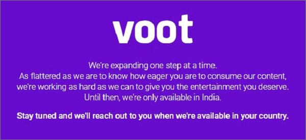 Voot location error message