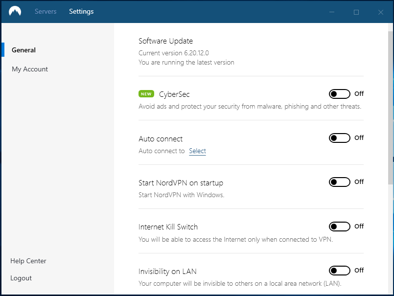 NordVPN Settings