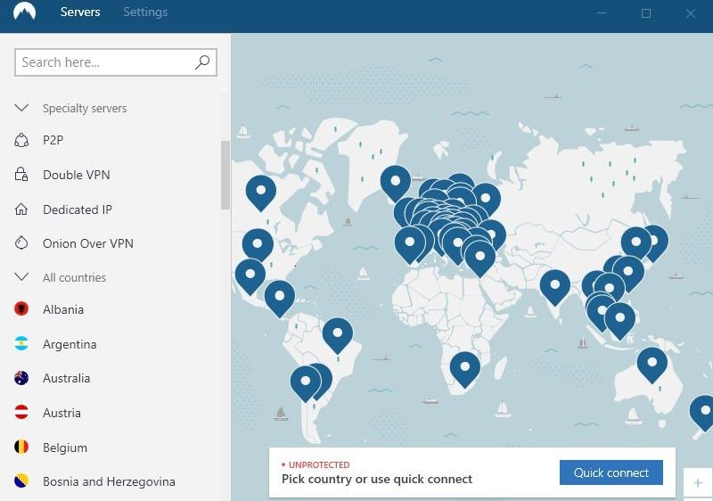 NordVPN server locations