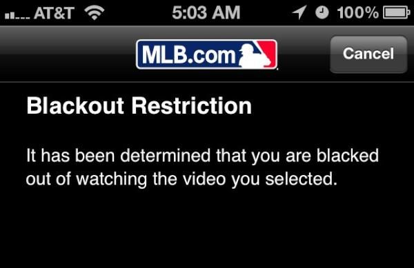 MLB Blackout on Phone