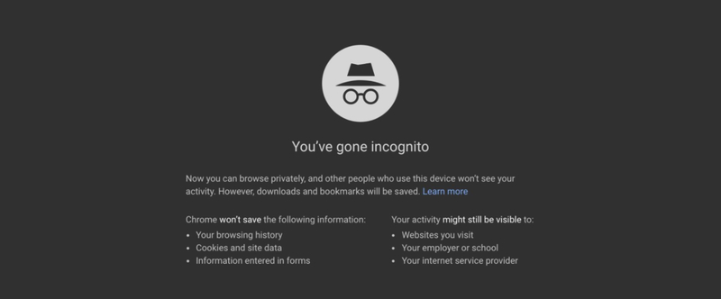 Chrome's incognito window