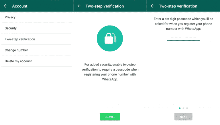 WhatsApp two-step verification