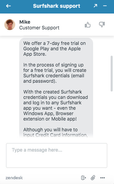 Surfshark Support for Free Trial