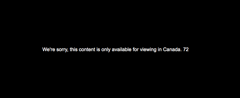 CraveTV Location Error Message