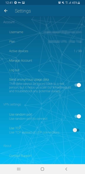 ZenMate Android Settings