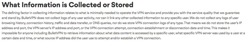 BulletVPN Zero-logs Policy