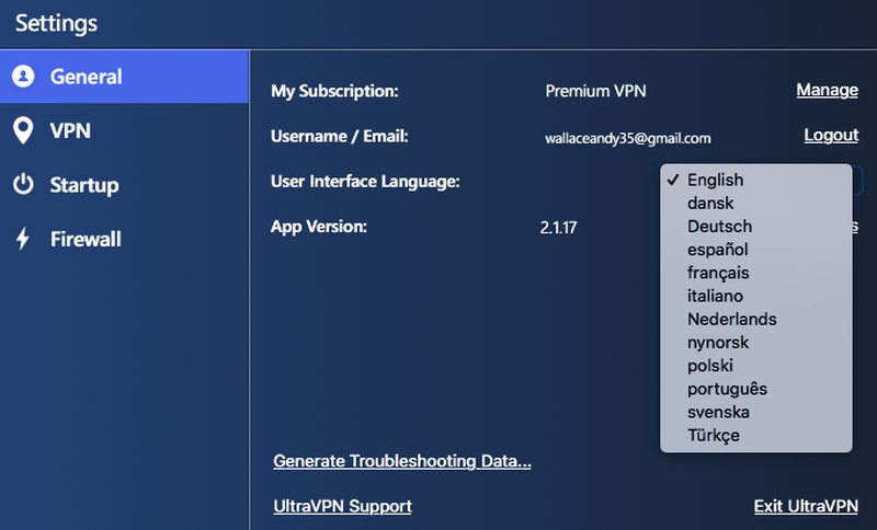 UltraVPN Website and App Languages