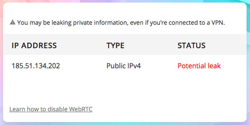 ProtonVPN WebRTC Leak Test