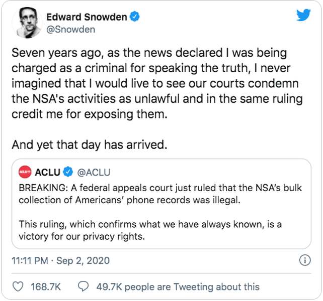 Snowden NSA Tweet