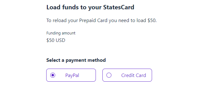 StatesCard Payment Method