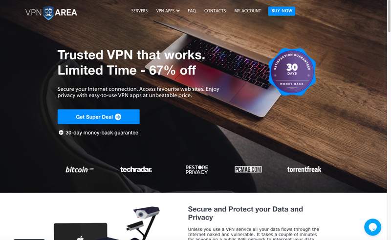 VPNArea Homepage
