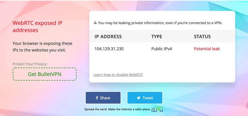 IVPN WebRTC Leak Test