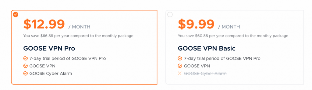 GooseVPN Pricing