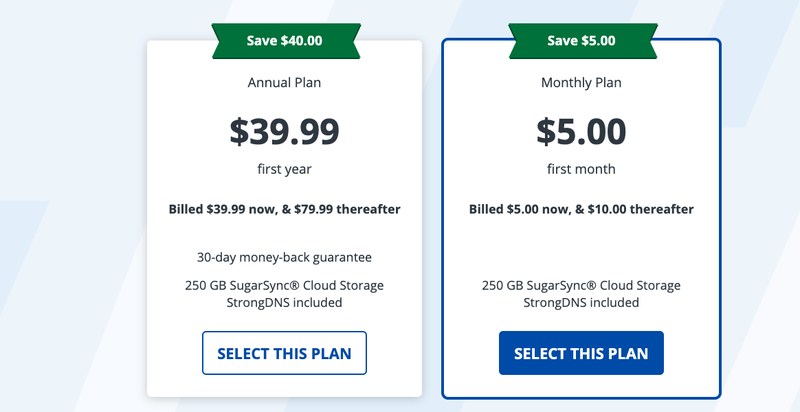 StrongVPN Pricing