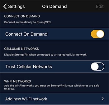 StrongVPN Settings