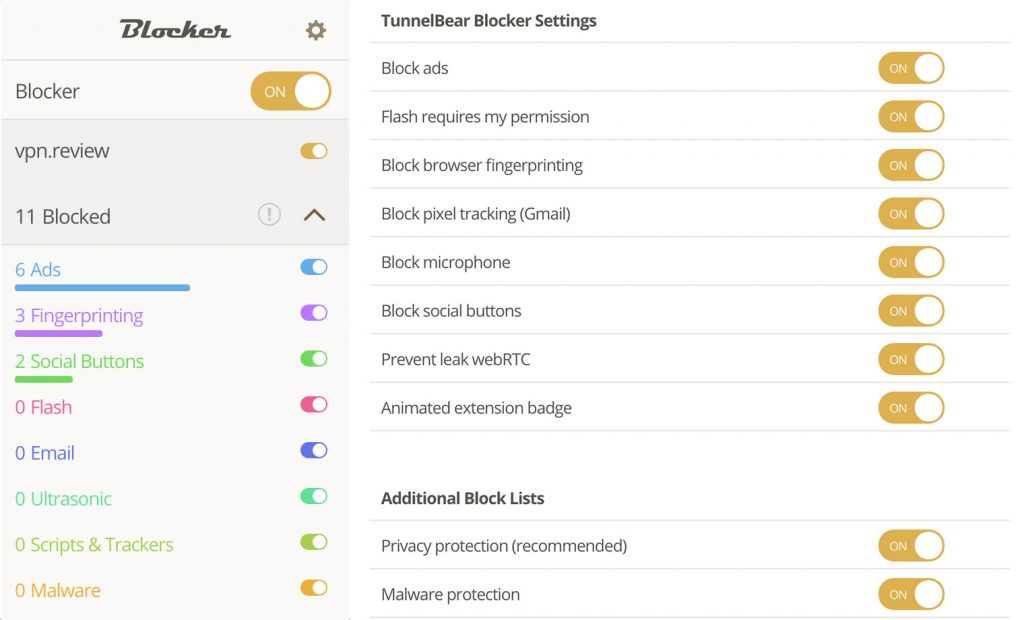 TunnelBear App Settings