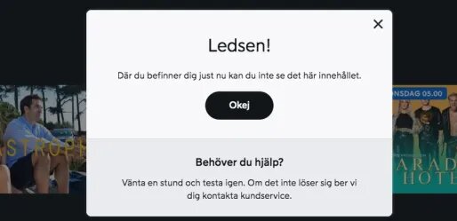 Viaplay location error SWE