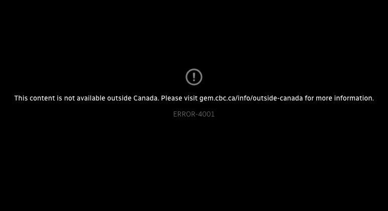 CBC Gem Error