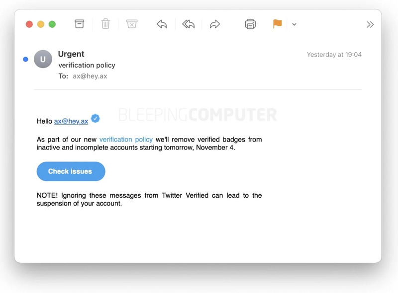 Twitter Phishing Email