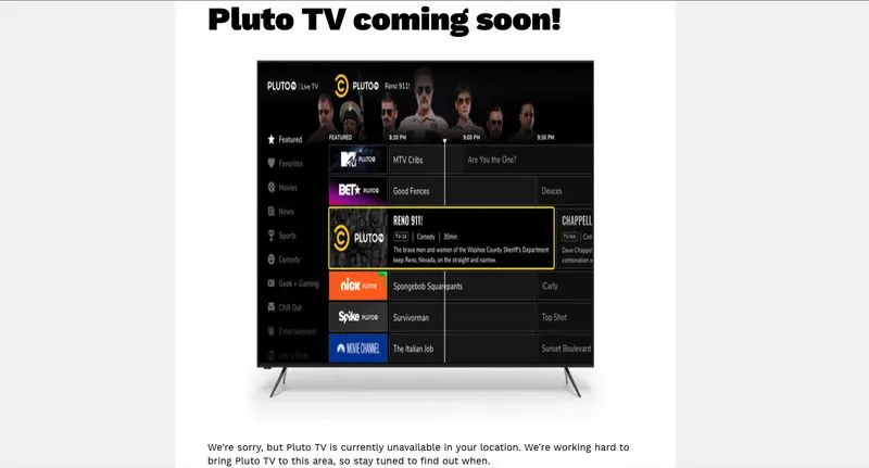 Pluto TV Location Error