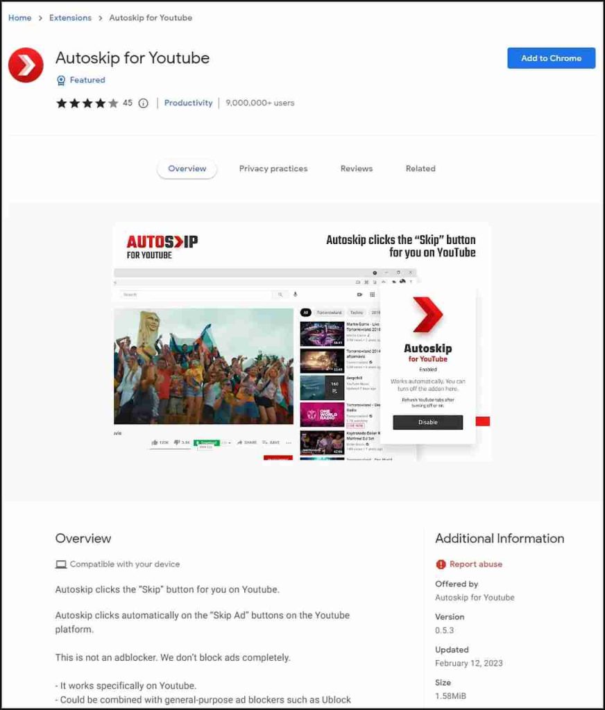 AutoSkip for Youtube Extension